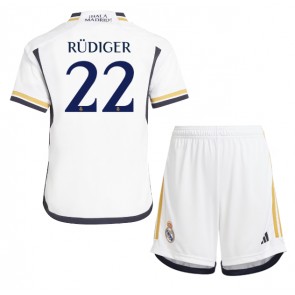 Real Madrid Antonio Rudiger #22 Dětské Domácí dres komplet 2023-24 Krátký Rukáv (+ trenýrky)